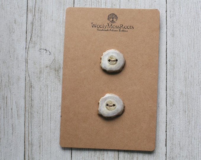 2 Handmade Buttons in Shed Deer Antler