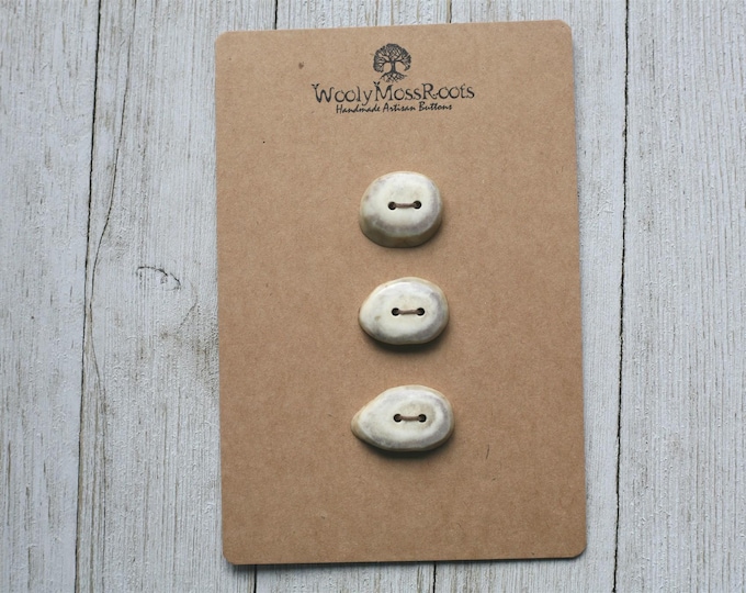 3 Handmade Buttons in Shed Deer Antler
