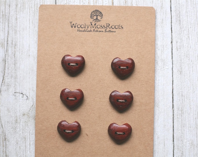6 Handmade Heart Buttons
