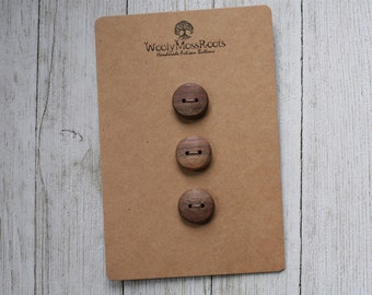 3 Rustic Wood Buttons in Black Walnut {3/4"}