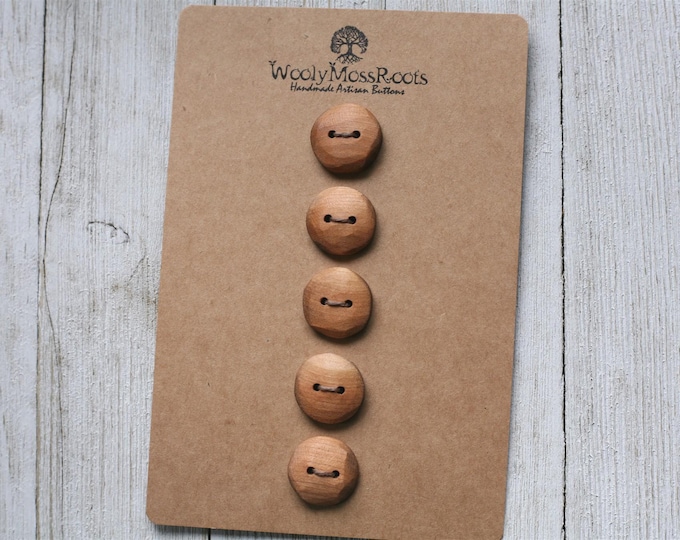 5 Rustic Buttons in Cherry Wood