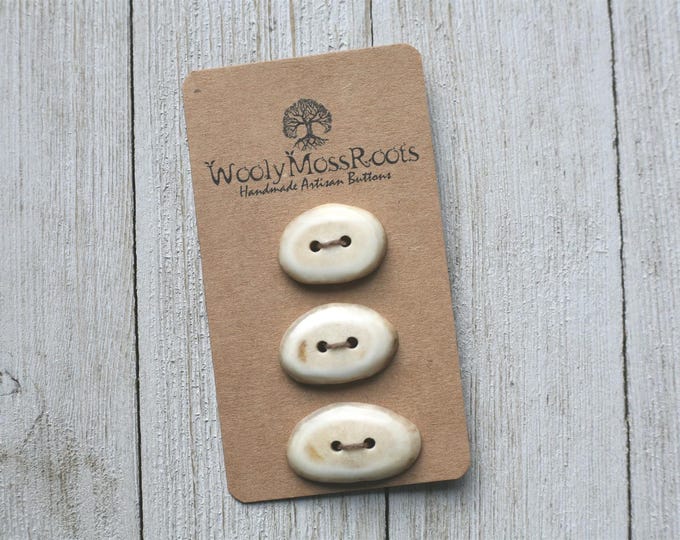 3 Handmade Buttons in Shed Deer Antler