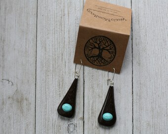 Black Walnut & Turquoise Earrings