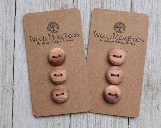 Sets of 3 Rustic Buttons in Red Cedar Wood
