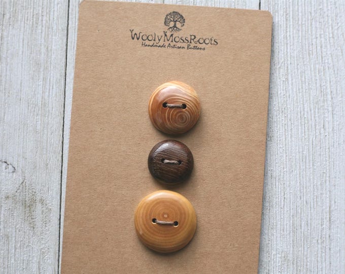 Handmade Button Mix {3 Wooden Buttons}