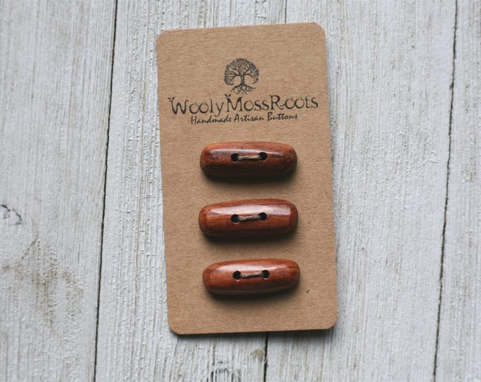 3 Handmade Toggle Buttons in Reclaimed Mahogany Wood