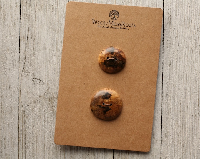 2 Buttons in Spalted Maple Wood
