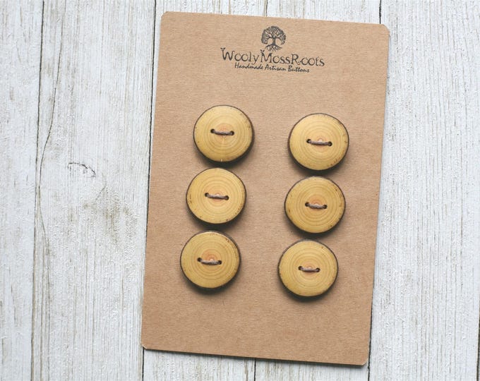 6 Handmade Rustic Branch Buttons in Oregon Cascara Wood