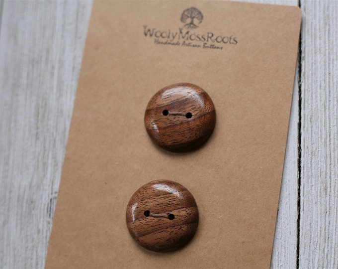 2 Wood Buttons in Black Walnut Wood {1.25"}