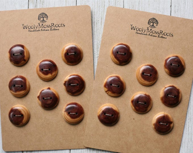 Sets of 8 Handmade Buttons in Red Cedar Wood