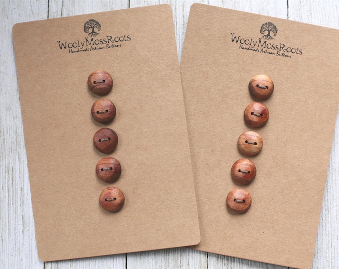 Handmade Buttons: Sets of 5 Rustic Buttons in Red Cedar Wood