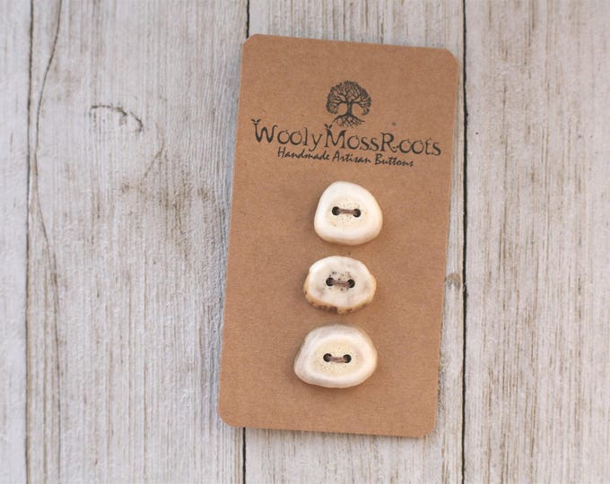 3 Handmade Buttons in Shed Deer Antler {Button Mix}