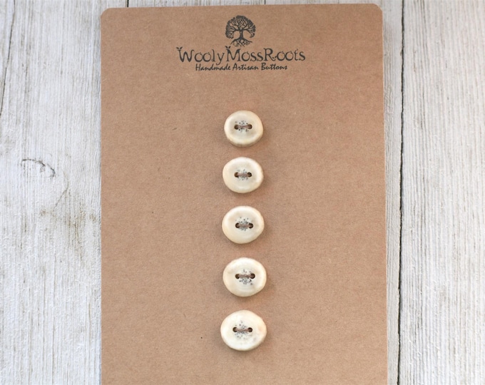 5 Small Handmade Buttons in Shed Deer Antler {Cascading Sizes}