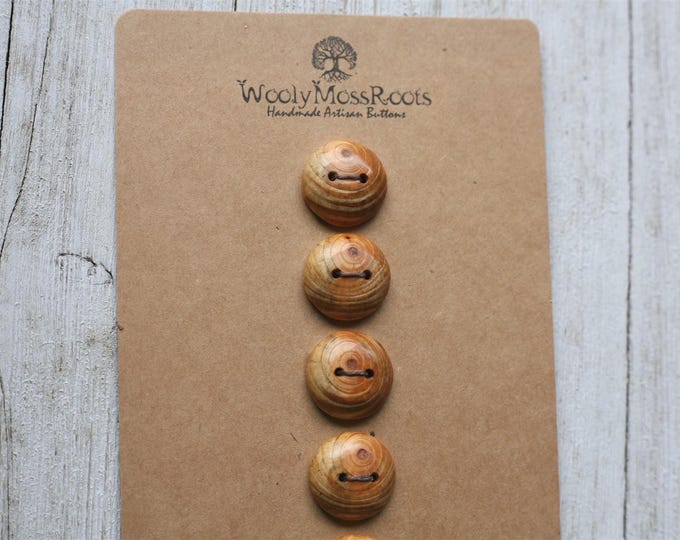 5 Handmade Buttons in Oregon Hemlock Wood