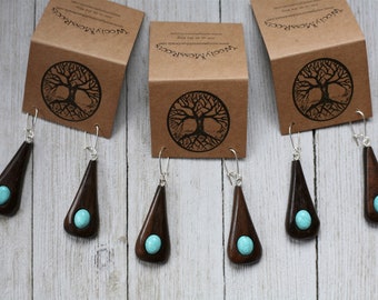 Black Walnut & Turquoise Earrings