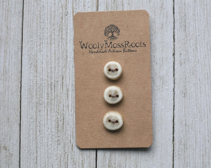 3 Tiny Handmade Buttons in Shed Deer Antler