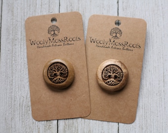 2 Tree Buttons in Oregon Myrtlewood {1"}