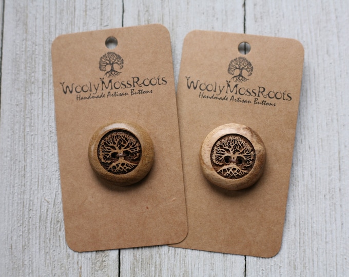 2 Tree Buttons in Oregon Myrtlewood {1"}