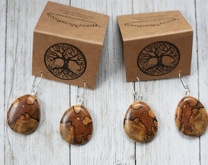 Wood Earrings in Spalted Vine Maple
