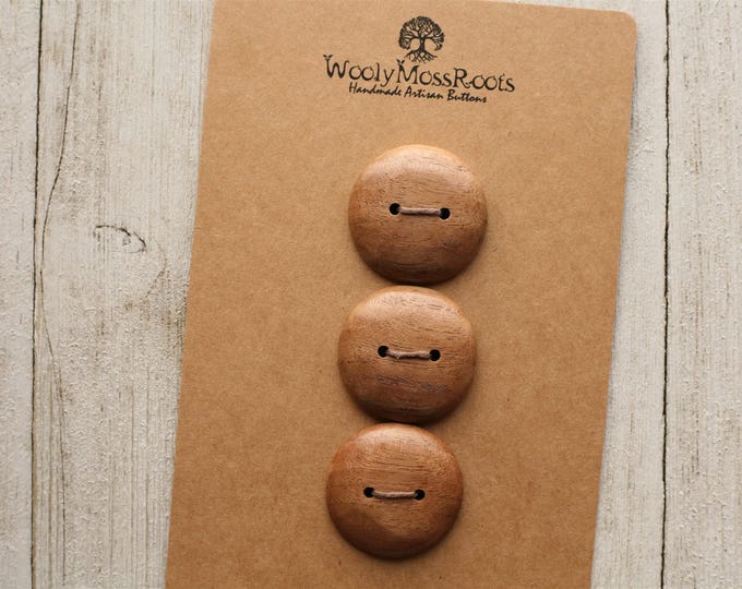 3 Wood Buttons in Black Walnut Wood {1.25"}