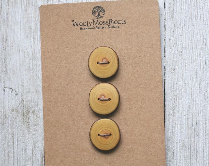 3 Handmade Rustic Branch Buttons in Oregon Cascara Wood