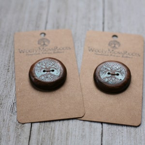 Inlay Turquoise Tree Buttons in Black Walnut 1 & 1/8 image 5