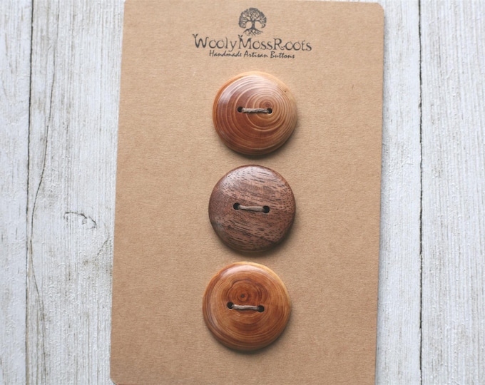 Handmade Button Mix {3 Large Wood Buttons}