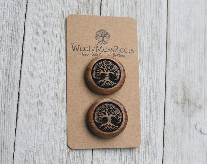 2 Tree Buttons in Oregon Myrtlewood