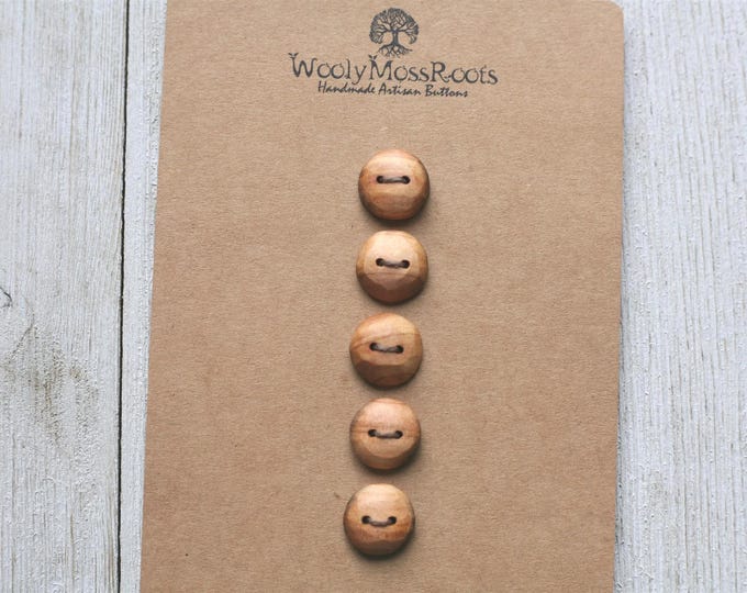 5 Handmade Rustic Buttons in Red Cedar Wood