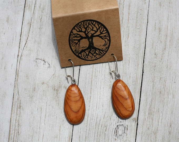 Handmade Earrings in Oregon Yew Wood