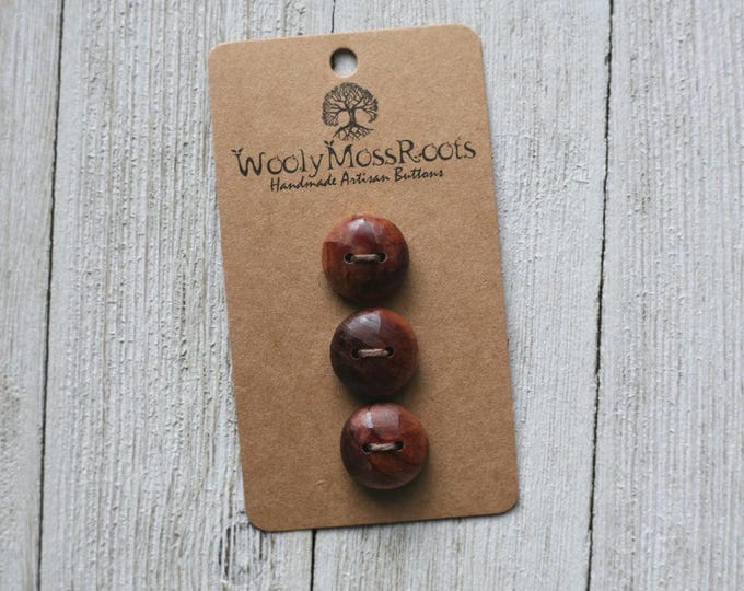 SALE! 3 Handmade Buttons in Red Cedar Wood