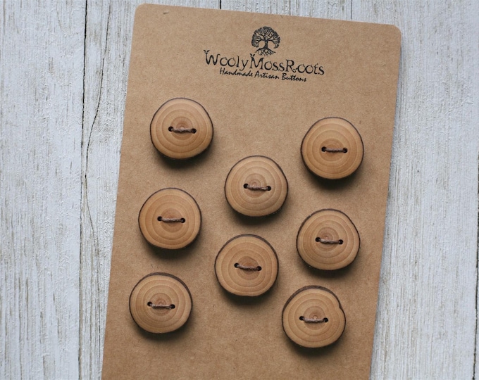 8 Rustic Branch Buttons in Hickory Wood