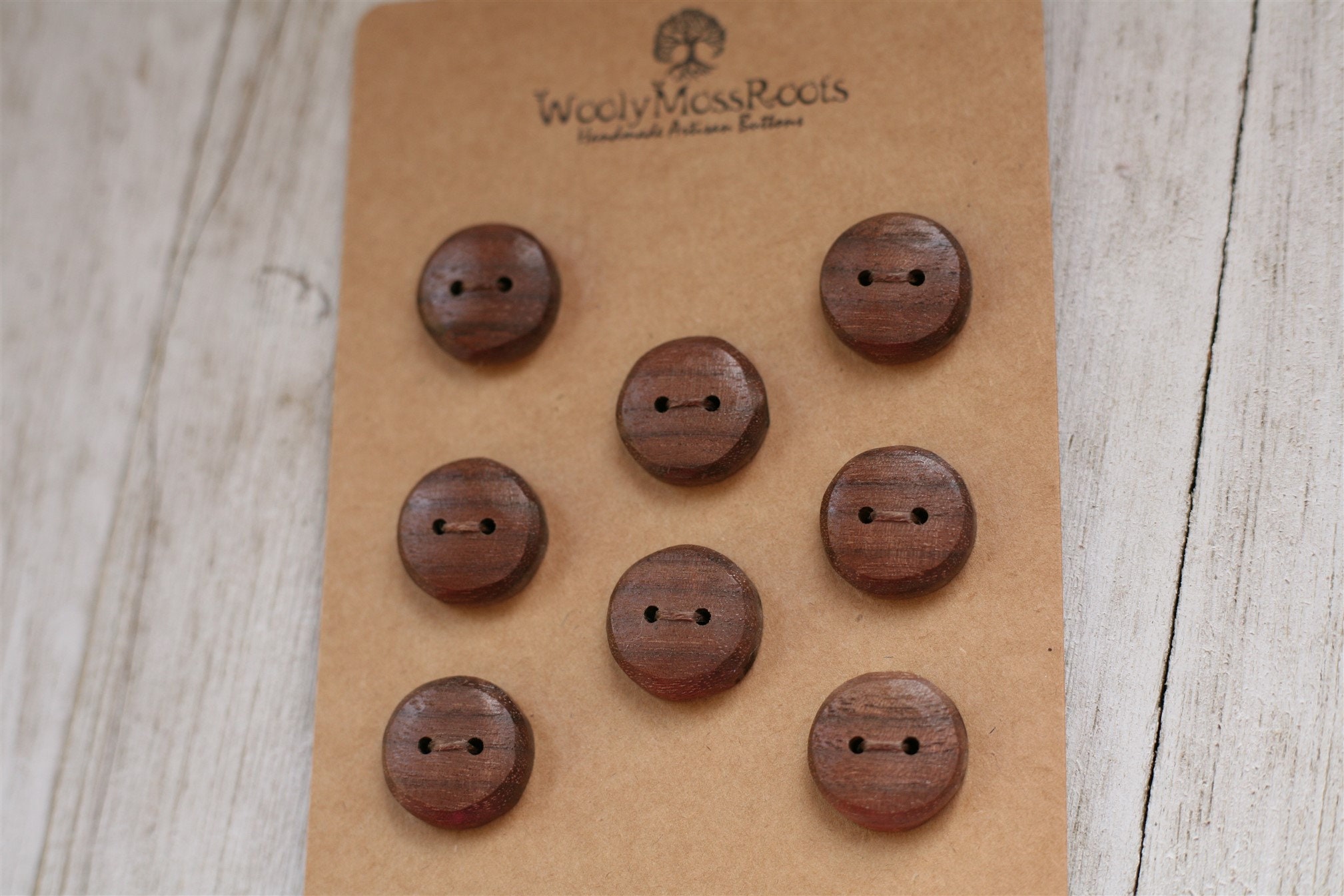 8 Rustic Wood Buttons in Black Walnut {3/4}