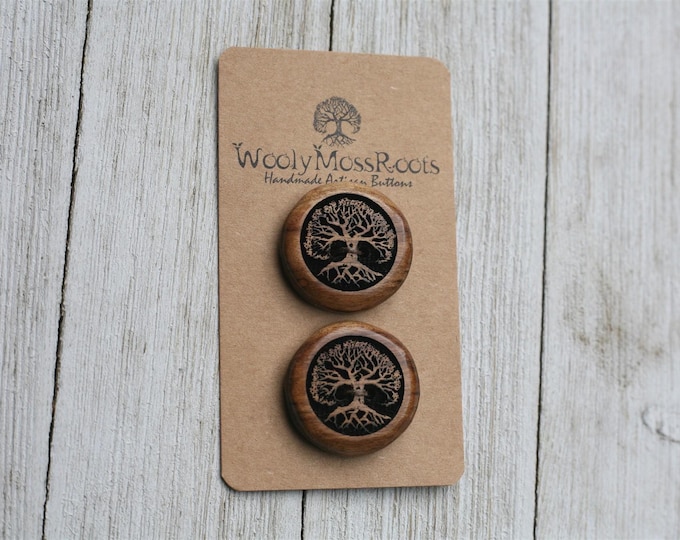 2 Tree Buttons in Oregon Myrtlewood