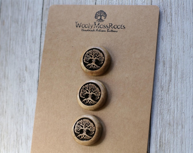 3 Tree Buttons in Oregon Myrtlewood