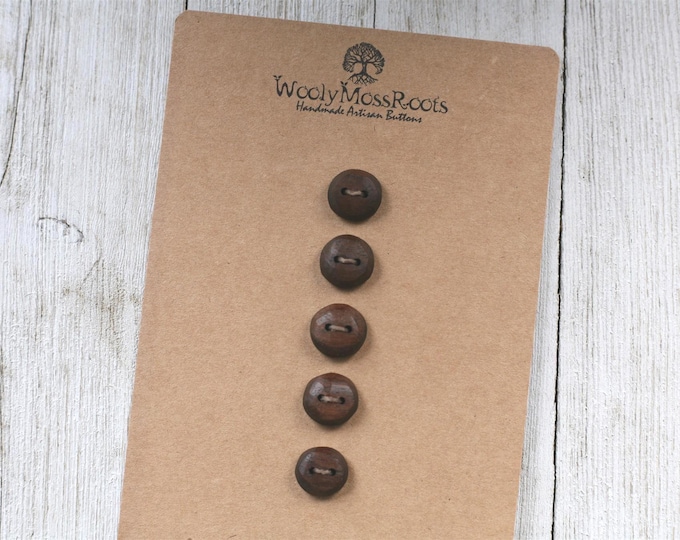 Handmade Buttons: 5 Rustic Buttons in Black Walnut Wood