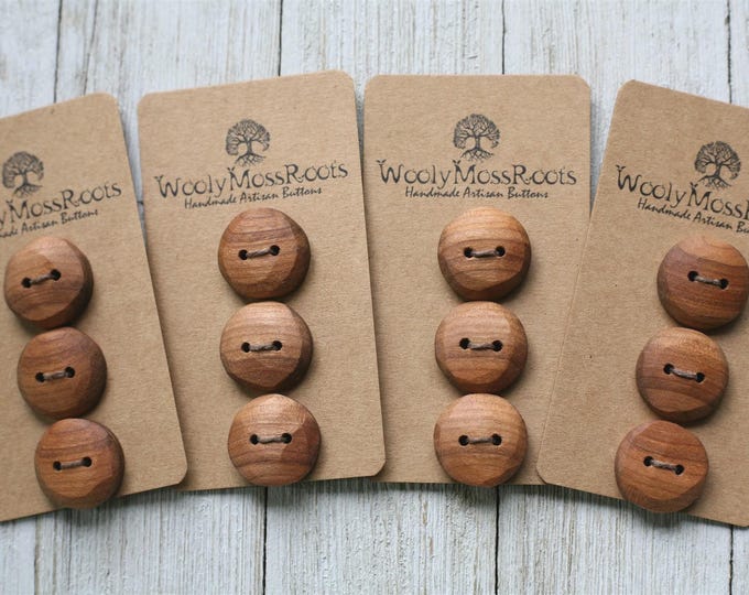 Sets of 3 Rustic Buttons in Cherry Wood