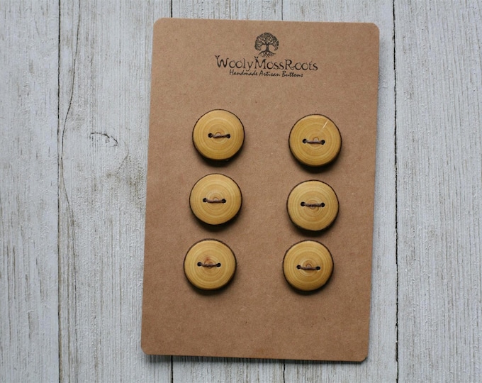 6 Rustic Branch Buttons in Oregon Cascara Wood {7/8"}