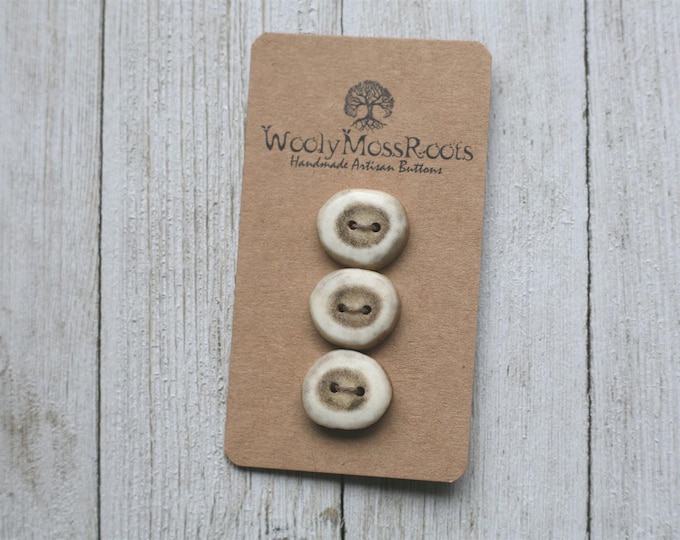 3 Handmade Buttons in Shed Deer Antler {3/4"}