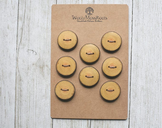 8 Handmade Rustic Branch Buttons in Oregon Cascara Wood