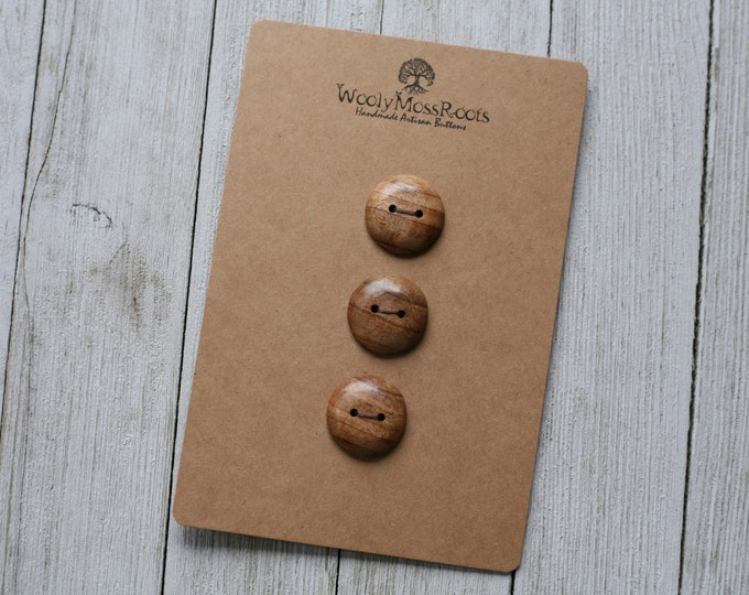 3 Wood Buttons in Oregon Myrtlewood {7/8"}