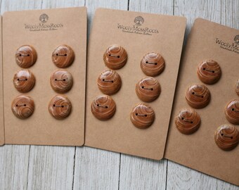 Sets of 6 Hemlock Wood Buttons {1"}