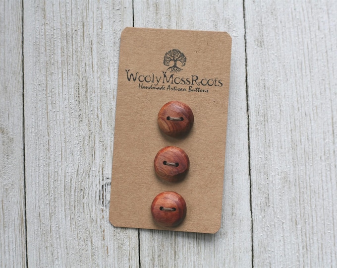 Handmade Buttons: 3 Rustic Buttons in Red Cedar Wood