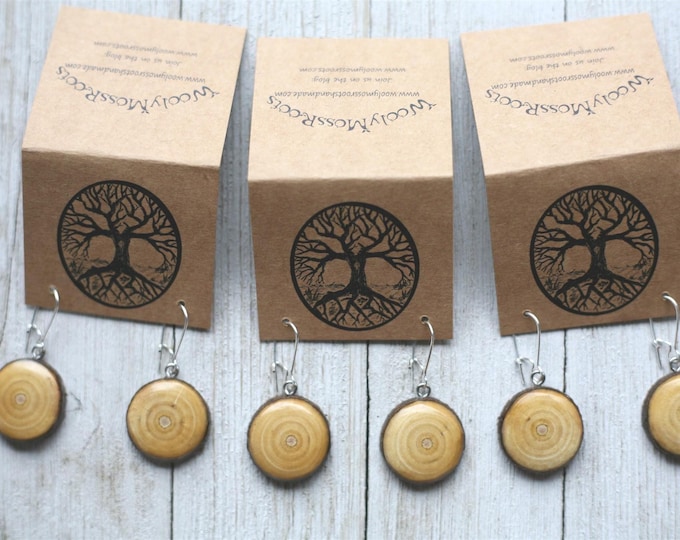 Handmade Wood Earrings in Oregon Cascara