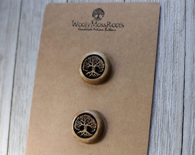 2 Tree Buttons in Oregon Myrtlewood