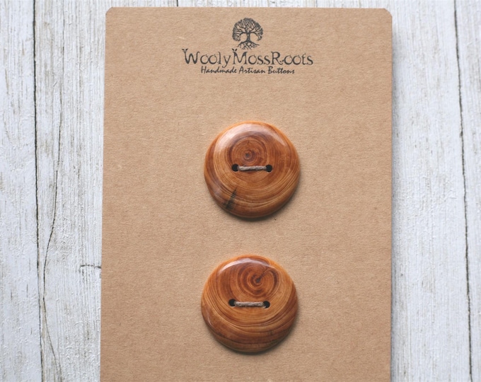 2 Handmade Wooden Buttons {Yew}
