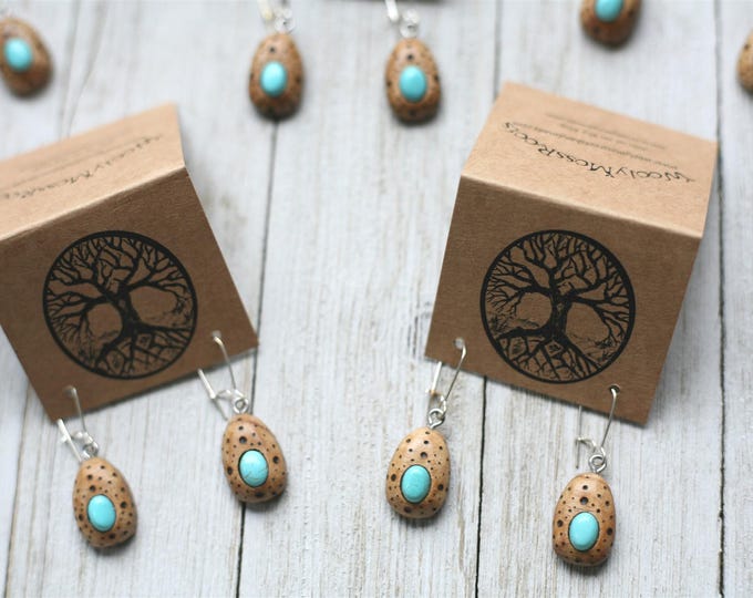Oregon Myrtlewood & Turquoise Earrings