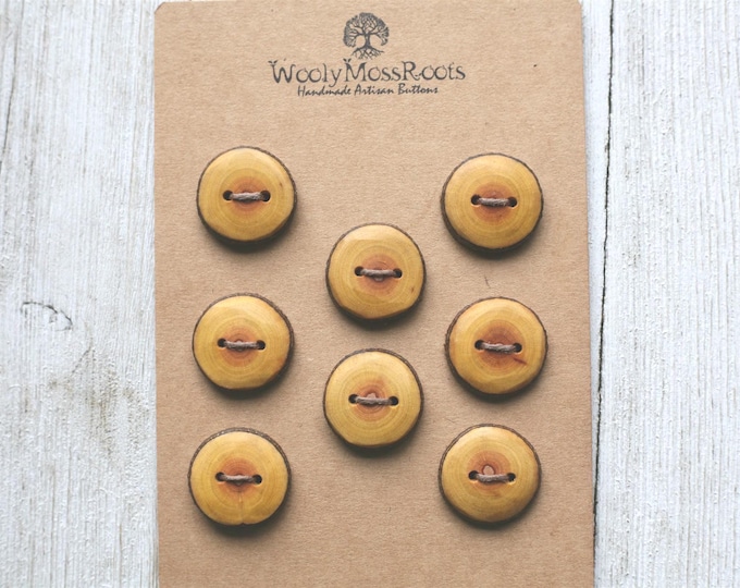 8 Handmade Rustic Branch Buttons in Oregon Cascara Wood