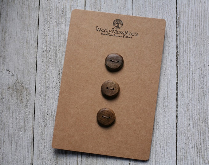 3 Rustic Wood Buttons in Oregon Myrtlewood {3/4"}