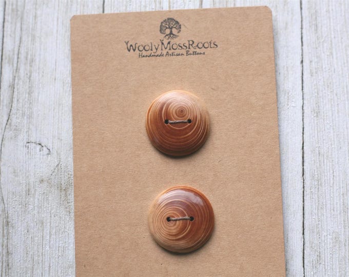 2 Handmade Buttons in Oregon Hemlock Wood {1.25"}